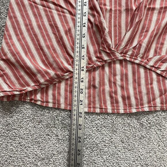 BCBGeneration Blouse Shirt womens Small Red White Striped Rayon Boho Casual Top - Picture 8 of 9